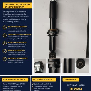 Amortiguador de Cabina Volvo FH12 — Equiv. SACHS | Ref. 312694