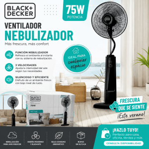 Ventilador Nebulizador Black+Decker 75W — Mist Fan