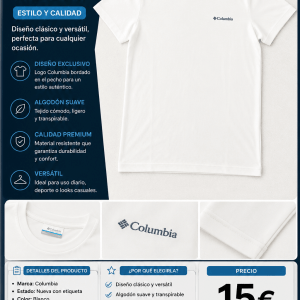 Camiseta Original Columbia — Blanca, Talla M