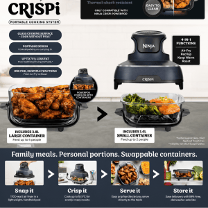Freidora de Aire Portátil Ninja CRISPi TempWare Glassware 4 en 1