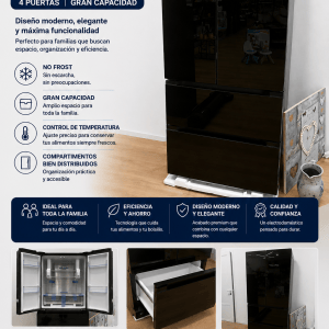 Frigorífico Americano Cecotec 4 Puertas — Acabado Negro Premium