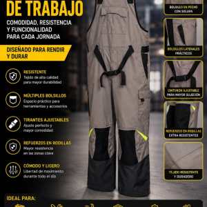 Peto de Trabajo Multibolsillos con Refuerzos en Rodillas