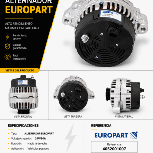 Alternador EUROPART 24V 90A – Referencia 4052001007