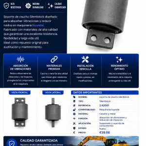 Soporte de caucho Silentblock para maquinaria Hyundai – Ref. 2.62001