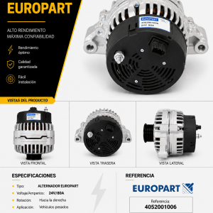 Alternador EUROPART 24V 80A – Referencia 4052001006