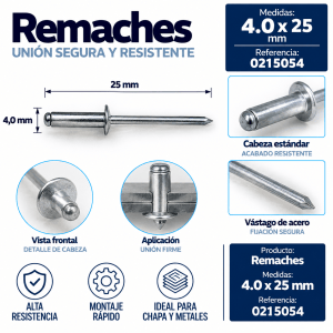 Remache 4,0 x 25 mm – Ref. 0215054