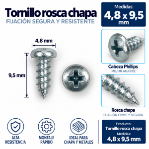 Tornillo rosca chapa 4,8 x 9,5 mm