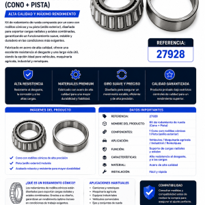 Kit de rodamiento de rueda con rodillos cónicos – Ref. 27928