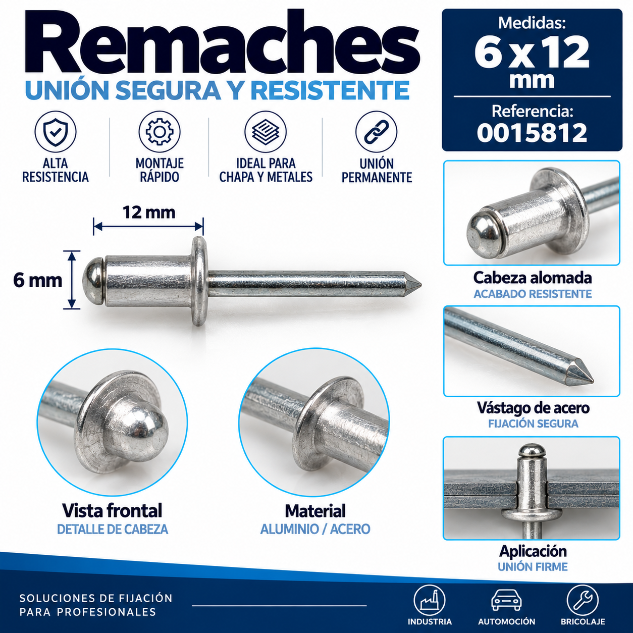 Remaches 6 x 12 mm – Ref. 0015812