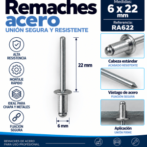 Remaches acero 6 x 22 mm – Ref. RA622