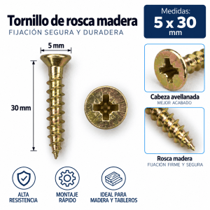 Tornillo rosca madera 5 x 30 mm