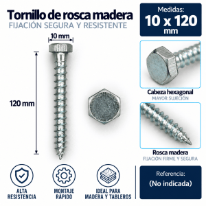 Tornillo rosca madera 10 x 120 mm