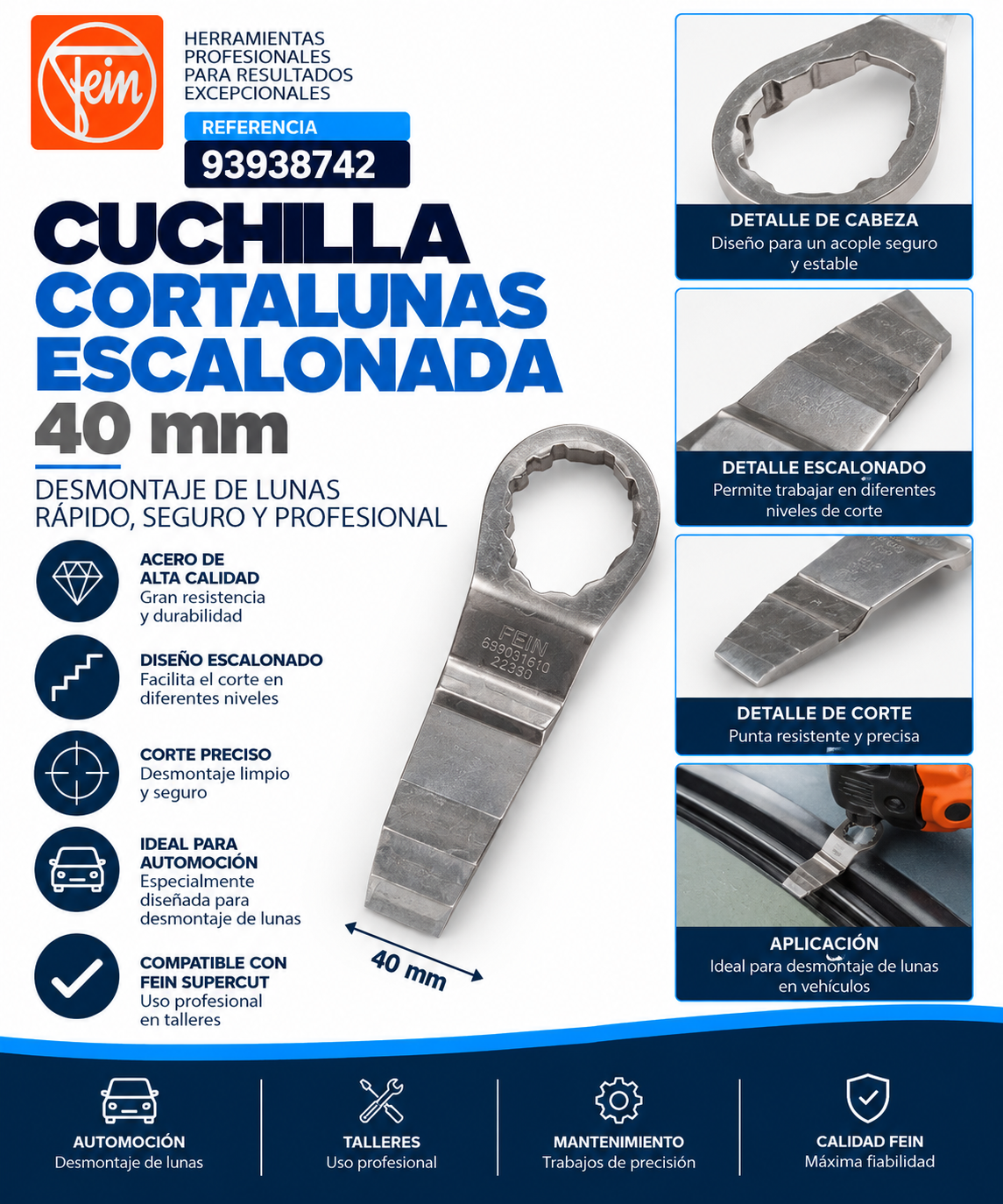 Cuchilla cortalunas escalonada 40 mm – Ref. 93938742