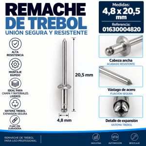 Remache de trébol 4,8 x 20,5 mm – Ref. 01630004820