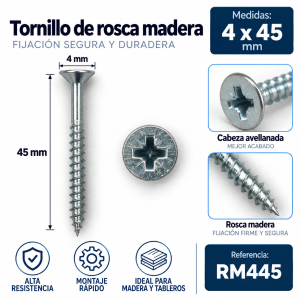 Tornillo rosca madera 4 x 45 mm – Ref. RM445