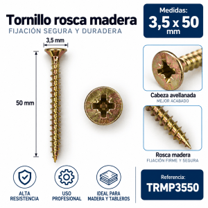 Tornillo rosca madera 3,5 x 50 mm – Ref. TRMP3550