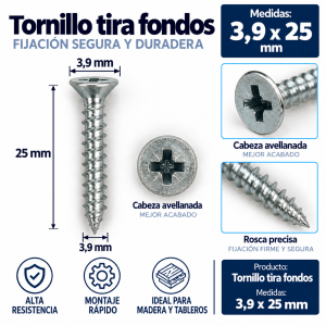 Tornillo tira fondos 3,9 x 25 mm – Ref. P103925Z
